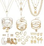 Gold Plated 46-Piece Women's Jewelry Set