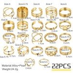 22-Piece Gold Stacking Ring Set for Occasions