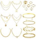CASSIECA 17-Piece Gold Jewelry Set for Women