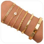 Gold Plated Stacking Bracelets Set for Women