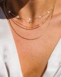 Trendy Dainty Silver Necklace with Gold Flower Charm