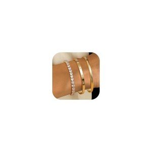 Gold Plated Bracelet Set for Women - 3 Pieces