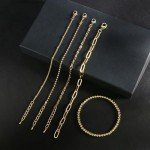 14K Gold Chain Bracelet Set for Women and Girls
