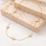 Trendy Dainty Silver Necklace with Gold Flower Charm