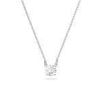 Swarovski Round White Pendant Necklace in Rhodium