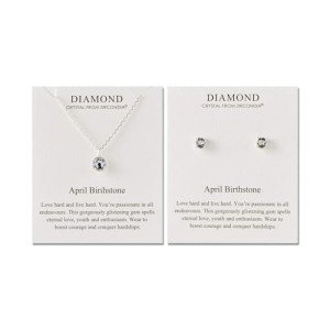Philip Jones April Birthstone Necklace and Earrings Set