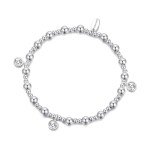 April Diamond Birthstone Stretch Charm Bracelet with Quote
