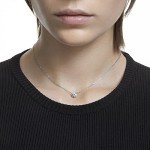 Swarovski Round White Pendant Necklace in Rhodium