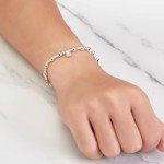 April Diamond Birthstone Stretch Charm Bracelet with Quote