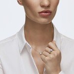 Swarovski Round White Pendant Necklace in Rhodium