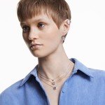 Swarovski Round White Pendant Necklace in Rhodium