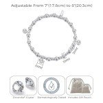 April Diamond Birthstone Stretch Charm Bracelet with Quote