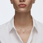 Swarovski Round White Pendant Necklace in Rhodium