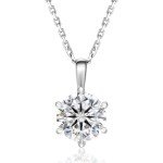 Sparkling Moissanite Pendant Necklace in White Gold