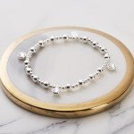 April Diamond Birthstone Stretch Charm Bracelet with Quote