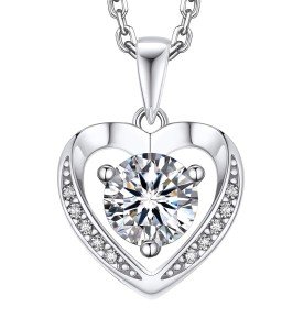 Heart Necklace with 1 Carat Simulated Diamond