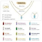 14K Gold Plated Birthstone Necklace for Women
