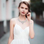 Yolev Silver Crystal Wedding Jewelry Set for Bridesmaids