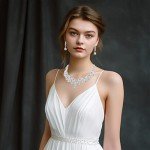 Yolev Silver Crystal Wedding Jewelry Set for Bridesmaids