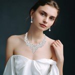 Yolev Silver Crystal Wedding Jewelry Set for Bridesmaids