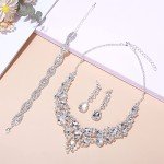 Yolev Silver Crystal Wedding Jewelry Set for Bridesmaids
