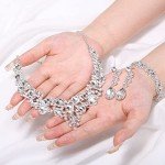 Yolev Silver Crystal Wedding Jewelry Set for Bridesmaids