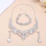 Yolev Silver Crystal Wedding Jewelry Set for Bridesmaids