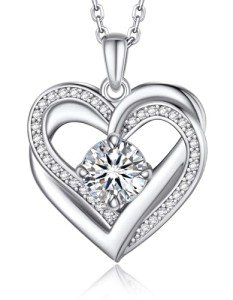 Double Heart Moissanite Necklace for Women