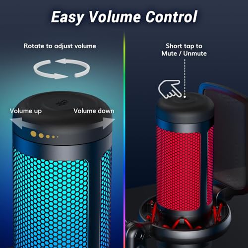 TONOR USB Gaming Mic with RGB Modes & Mute