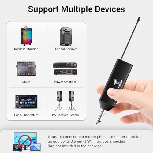 TONOR UHF Wireless Microphone System with Dual Headset/Lavalier