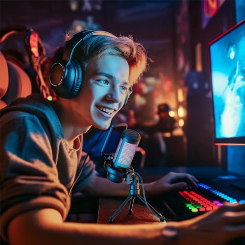 TONOR USB Gaming Mic with RGB Modes & Mute