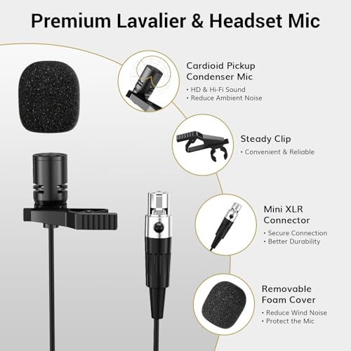 TONOR UHF Wireless Microphone System with Dual Headset/Lavalier