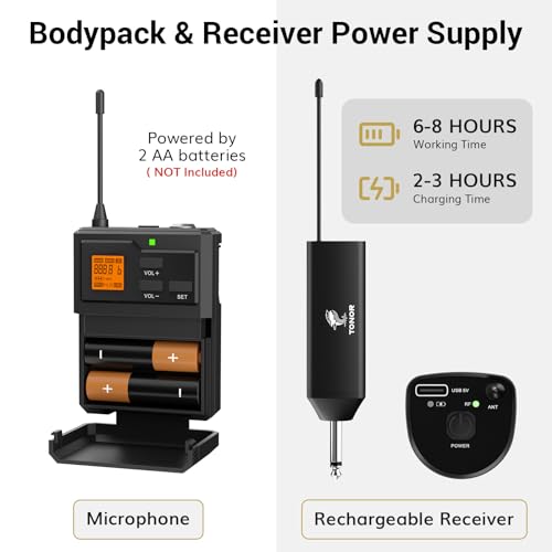 TONOR UHF Wireless Microphone System with Dual Headset/Lavalier