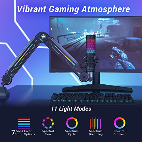 Adjustable Mic Stand with RGB Light for Streaming