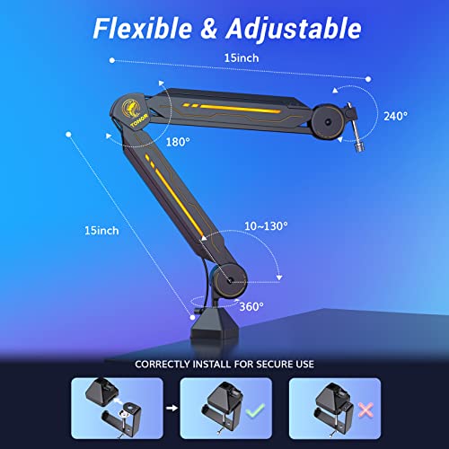 Adjustable Mic Stand with RGB Light for Streaming
