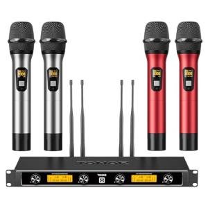 Wireless Microphone System with 4 Dynamic Handheld Mics