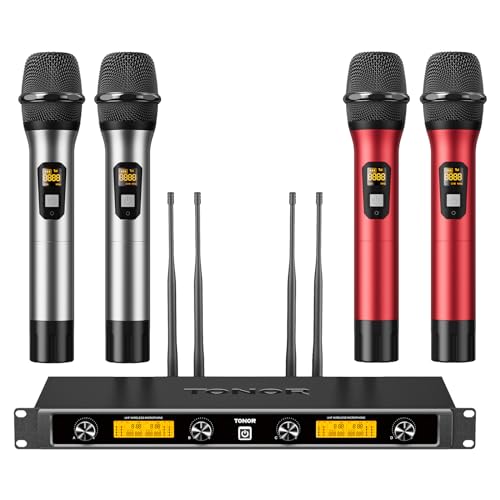 Wireless Microphone System with 4 Dynamic Handheld Mics
