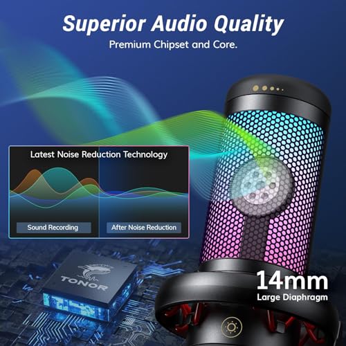 TONOR Gaming USB Microphone Set with RGB Lighting
