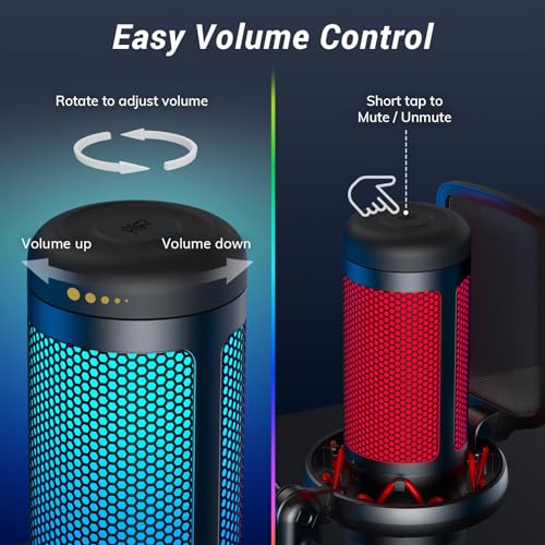 TONOR Gaming USB Microphone Set with RGB Lighting