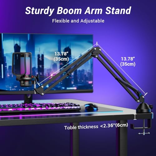 TONOR Gaming USB Microphone Set with RGB Lighting