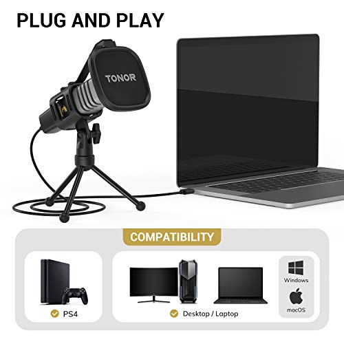 TONOR USB Cardioid Condenser Computer Mic with Tripod Stand