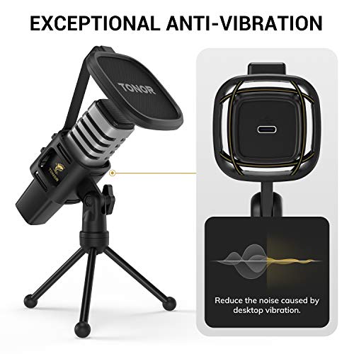 TONOR USB Cardioid Condenser Computer Mic with Tripod Stand