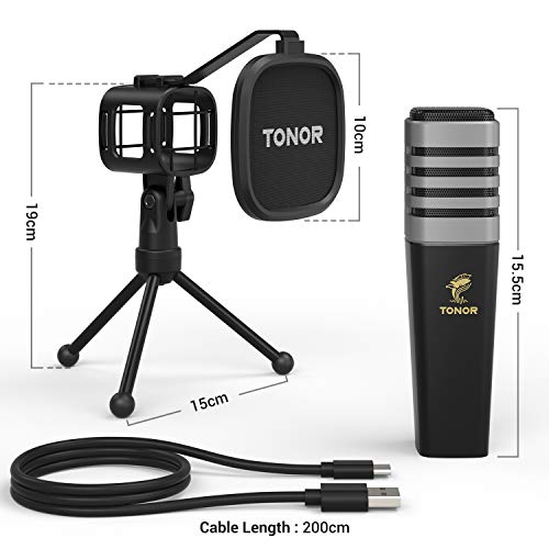 TONOR USB Cardioid Condenser Computer Mic with Tripod Stand