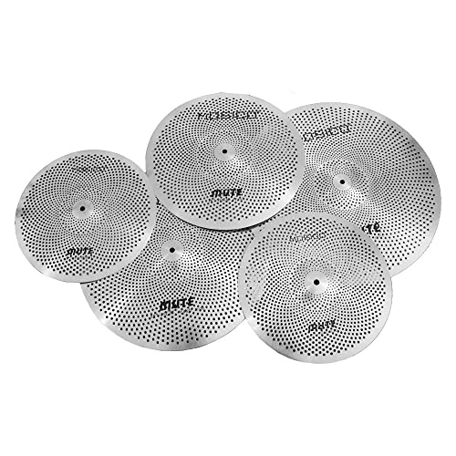 Quiet 5-Piece Silver Cymbal Set for Drummers