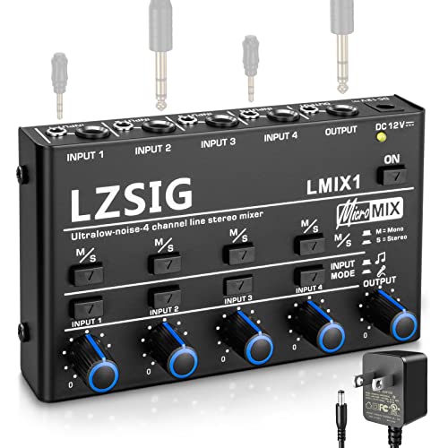 Mini Audio Mixer for Sub-Mixing, 4-Channel with Independent Control
