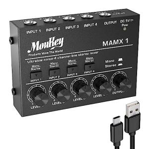 Moukey Mini Audio Mixer Line Mixer, 4-Stereo Ultra