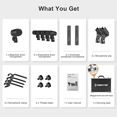 Phenyx Pro Drum Mic Set 7-Pieces, Full Metal