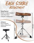 Starfavor Drum Throne Height Adjustable Padded Seat Drum Stool, with Double Braced Anti-Slip Feet Swivel Drum Chair, Butt Shape, Brown, ST-550BR