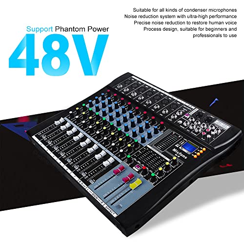 8-Channel Mixer with Bluetooth for DJ Studio Recording