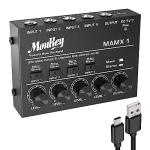 Moukey Mini Audio Mixer Line Mixer, 4-Stereo Ultra